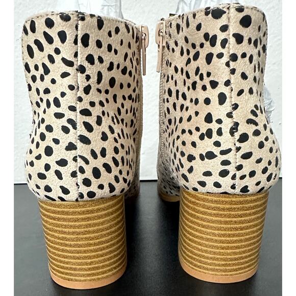 Jolimall Spotted Faux Suede Ankle Boots Outer V Cut Accent 2" Heel Zipper Size 5 - Picture 5 of 8